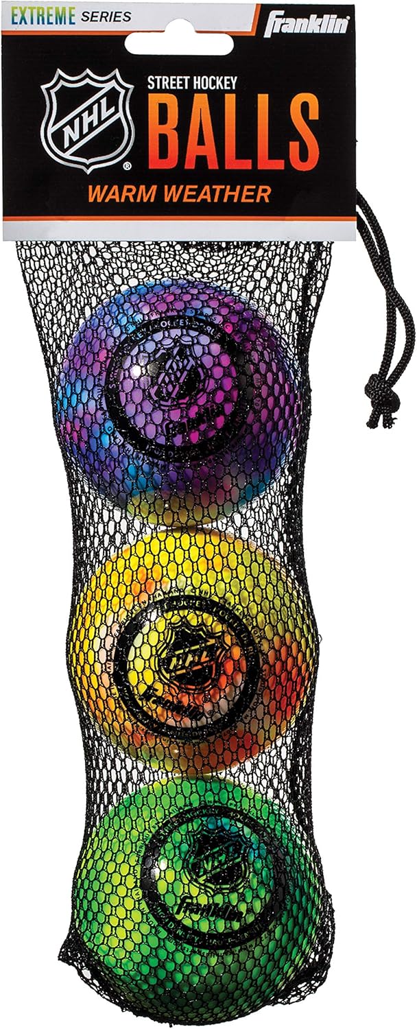 Franklin Sports NHL street hockey bolde – høj densitet, minimal bounce – 3 stk i assorterede farver view 3