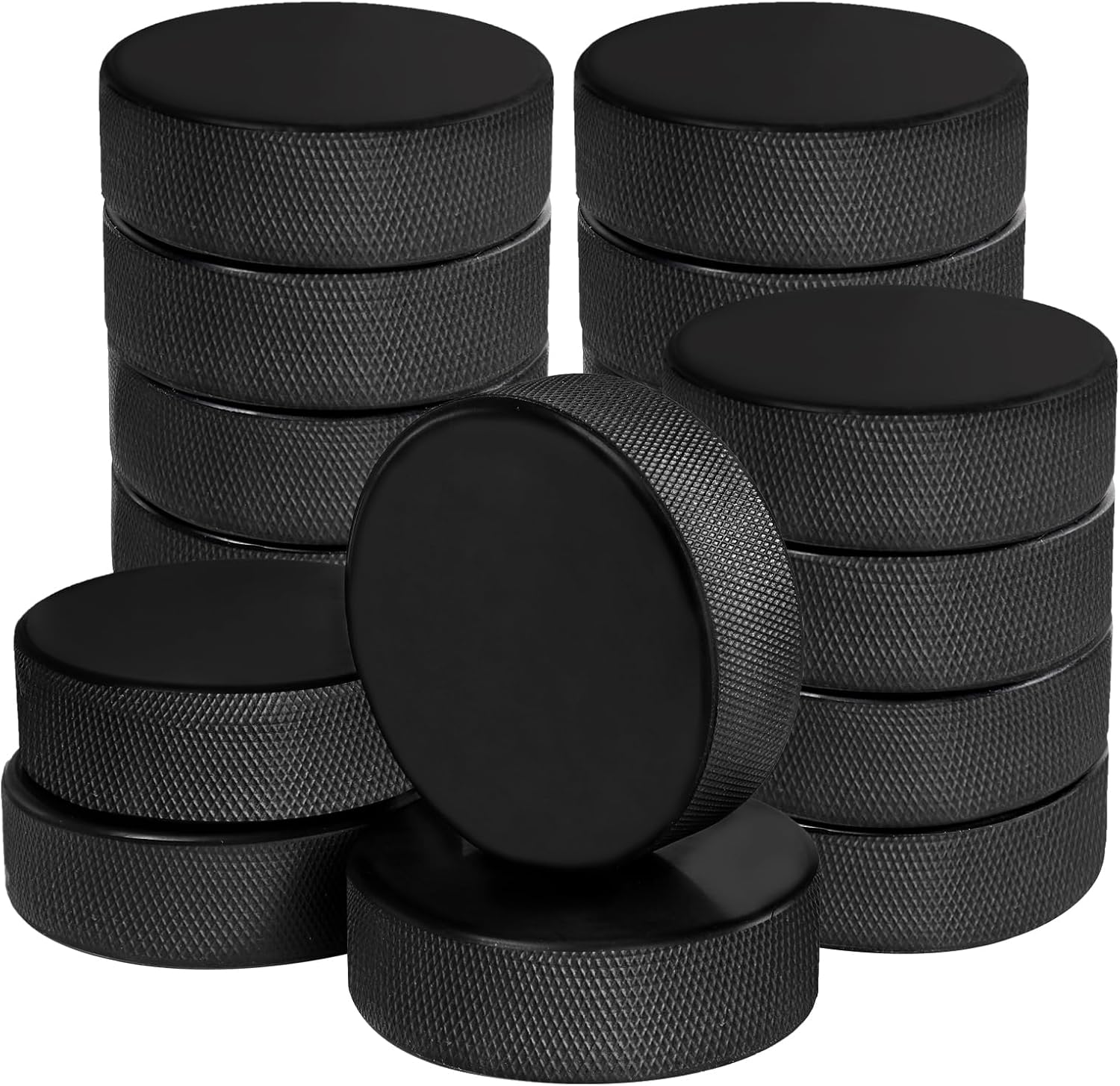 Sæt med 12 officielle ishockeypucks – vulkaniseret gummi, NHL størrelse og vægt