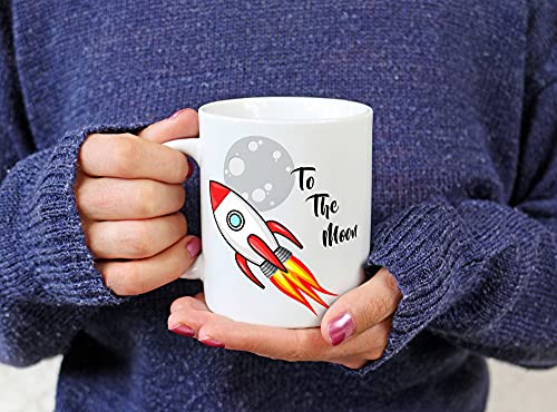 Bitcoin "To The Moon" kaffekrus med raket design - kryptovaluta gave til crypto investorer view 2