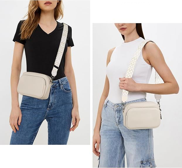 Beige mobilskuldertaske i ægte læder – Funktionel og moderne view 2