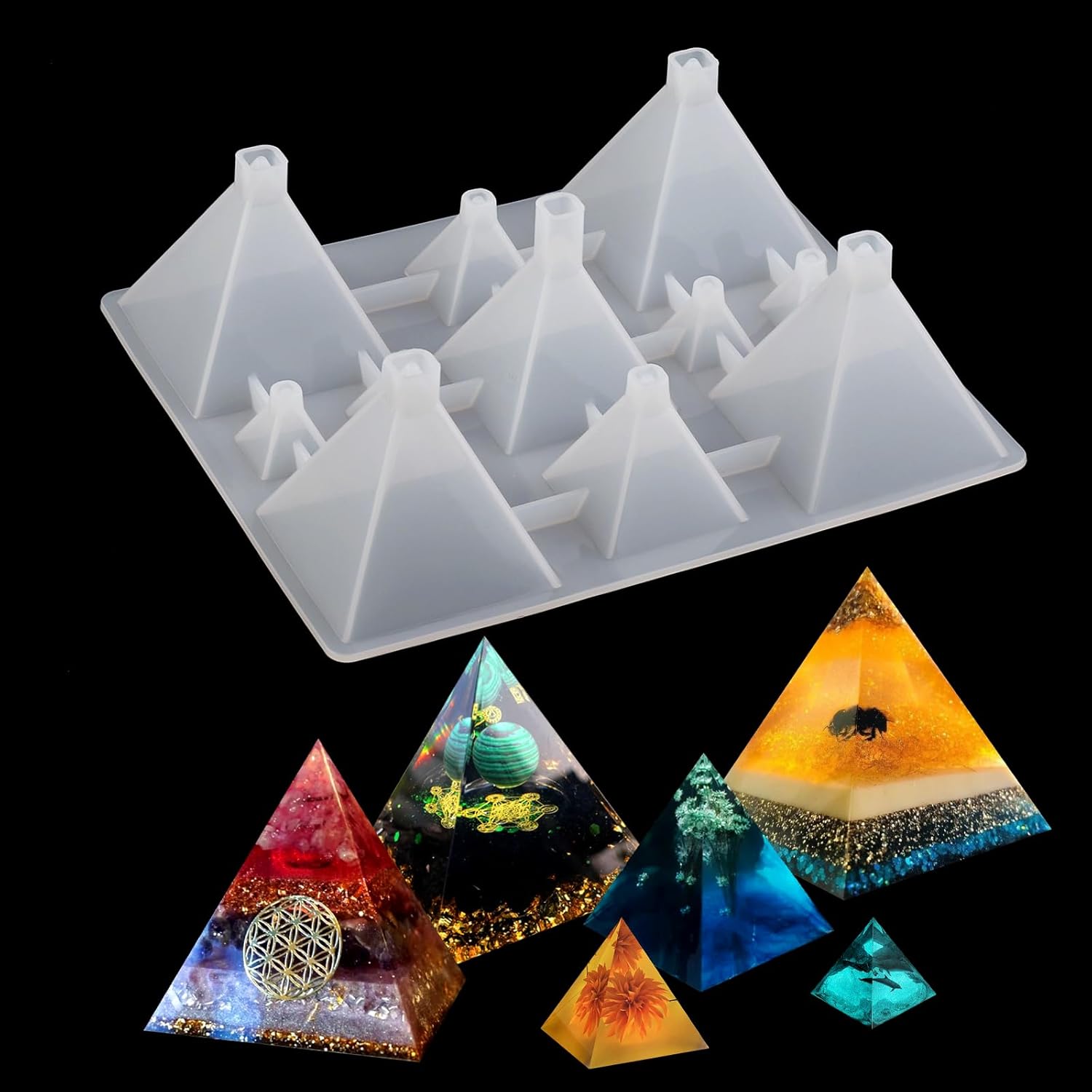 Silikone pyramideform til epoxyharpiks – præcis form, holdbar og genanvendelig – perfekt til DIY, kunstprojekter og dekorationer